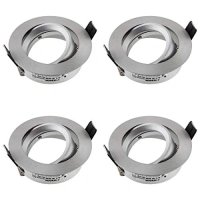 Afbeelding van SEBSON Set van 4 ronde draaibare inbouwspots geborsteld aluminium, gatdiameter 75 mm, GU10 fitting voor led/halogeen