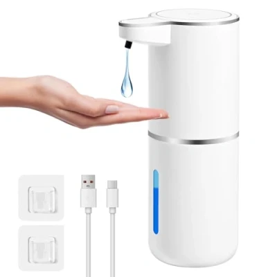 Afbeelding van Gaethra distributeur de savon pour salle bain, 380 ml, automatique, cuisine automatique avec capteur mouvement infrarouge, USB rechargeable,