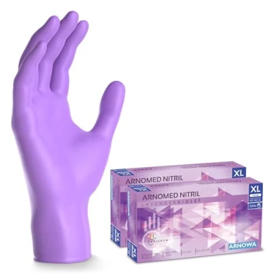 Image de ARNOMED gants jetables violet, nitrile taille XL, gant jetable 200 pièces (2 boîtes), en non poudrés &amp; sans latex, cuisine, a usage unique XS, S, M, L XL