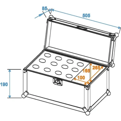 Afbeelding van Roadinger microfoon flightcase voor 12 microfoons, Zwart