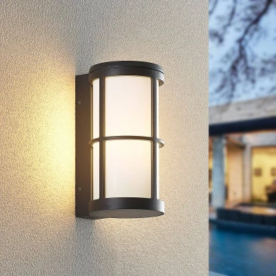 Afbeelding van Lucande Wandlamp buiten 1licht drukgegoten aluminium, kunststof H: 23 cm E27 donkergrijs