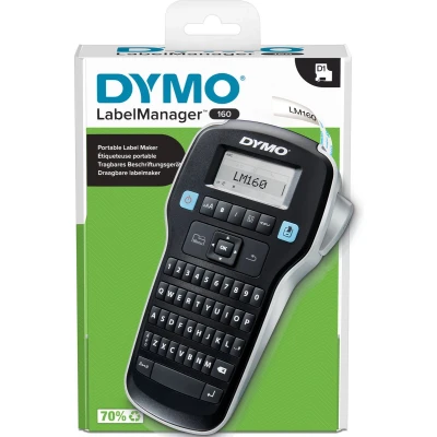 Afbeelding van DYMO LabelManager 160 labelmaker Draagbare labelprinter met QWERTY toetsenbord Inclusief zwart wit D1 labeltape (12 mm) Voor thuis en op kantoor