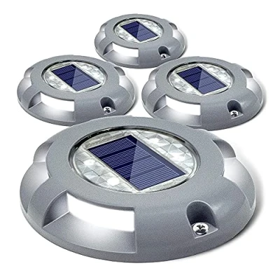 Afbeelding van Siedinlar zonne brugverlichting, oprit, docklicht, led straatmarkers, waterdicht, voor buiten, op energie, stappen, trappen, tuin, vloerpad, patio, werf, 4 stuks (wit)