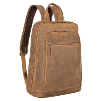 Afbeelding van STILORD Watson 15,6 inch laptoprugzak, leren rugzak, grote vintage zakelijke XL, echt leer, Donker bruin, Rugzak