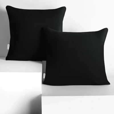 Afbeelding van DecoKing 2 kussenslopen 50 x cm, katoenen jersey kussensloop met ritssluiting, amberzwart