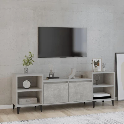 Afbeelding van Tv meubel 160x35x55 cm bewerkt hout betongrijs