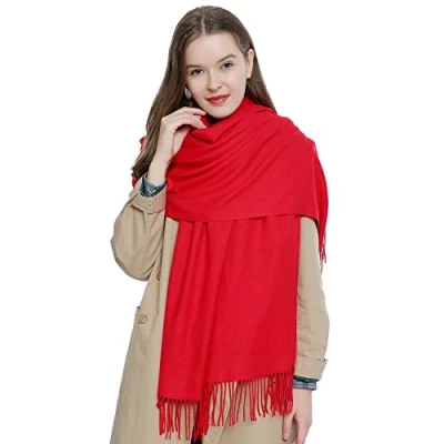 Afbeelding van DonDon Warme zachte wollen wintersjaal voor dames, 185 x 65 cm, zwart.