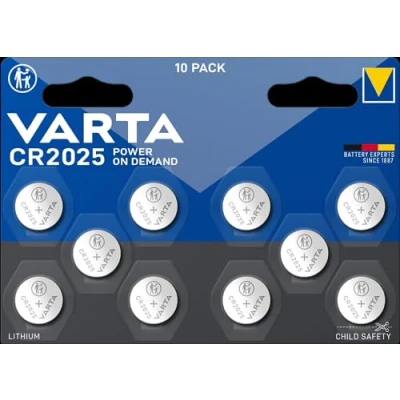 Afbeelding van Varta CR2025, Lithium Knoopcellen Batterijen, 3V Batterij in Originele Blisterverpakking, 10 Pack