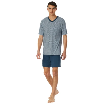 Afbeelding van Schiesser Shortama Comfort Nightwear Blauw/dessin 56