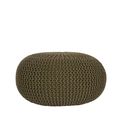 Afbeelding van LABEL51 Poef Knitted Army green Katoen L