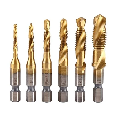 Afbeelding van HSS metrische schroefdraadboorset, M3 M4 M5 M6 M8 M10 boor 6 stuks machine schroefdraadgereedschap voor hout, kunststof, metaal