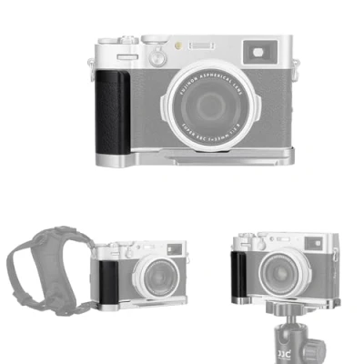Afbeelding van JJC X100VI Metalen handgreep voor Fujifilm Fuji X100V X100F camera Arca Swiss type snelsluitplaat Antislip L houder betere grip Zilver