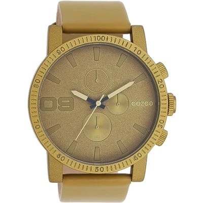 Afbeelding van OOZOO Timepieces olijf groene horloge met leren band C11217
