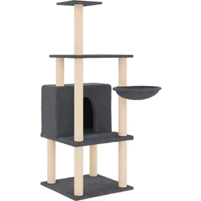 Afbeelding van Kattenmeubel met sisal krabpalen 132 cm donkergrijs
