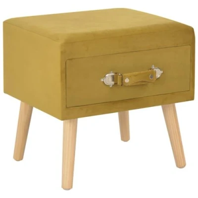 Afbeelding van Nachtkastje 40x35x40 cm fluweel mosterdkleurig