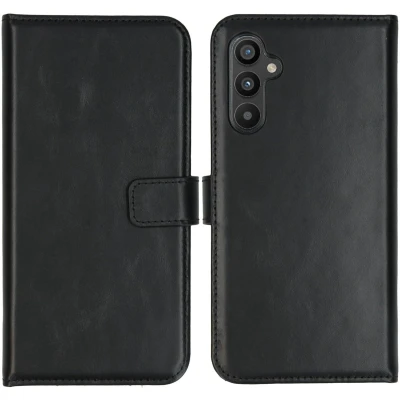 Afbeelding van Selencia Hoesje Geschikt voor Samsung Galaxy A34 (5G) Met Pasjeshouder Echt Lederen Bookcase Zwart