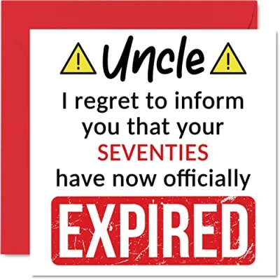 Afbeelding van Grappige verjaardagskaarten voor oom Your Seventies Have Expired Verjaardagskaart van neef en nichtje, 145 mm x mm, grap, humoristisch, cadeau