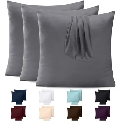 Afbeelding van Utopia Bedding Set van 4 kussenslopen, kussenovertrekken, microvezel, zacht geborsteld met envelopsluiting (grijs, 40 x cm)
