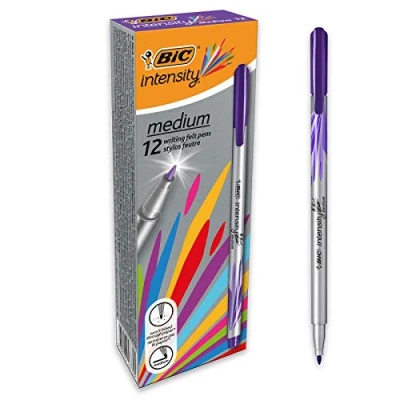 Afbeelding van BIC Intensity viltstift, medium punt en metallic buitenkant, violet, 12 stuks
