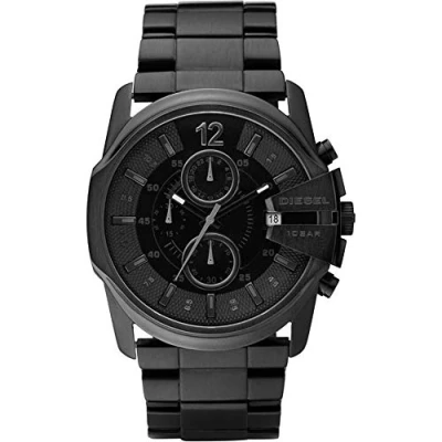 Afbeelding van Diesel Chief Series Herenhorloge, chronograaf uurwerk met band in siliconen, roestvrij staal of leer, zwart.