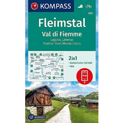 Afbeelding van KOMPASS Wanderkarte 655 Fleimstal / Val di Fiemme, Lagorai, Latemar, Trudner Horn, Monte Corno 1:25.000