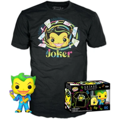 Afbeelding van DC Comics Batman Joker Exclusieve POP &amp; T shirt Set Blacklight Zwart (Maat: XL)