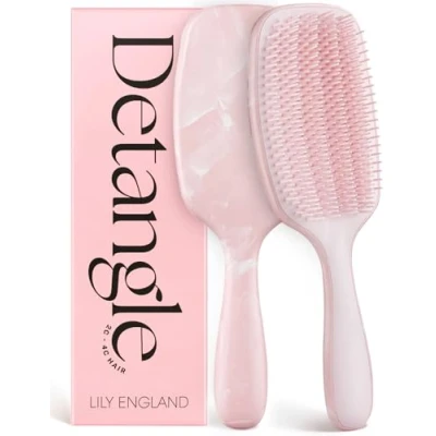 Afbeelding van Lily England Curly Hair Brush ontetangling &amp; styling tool met flexibele borstelharen voor pijnvrij, nat en droog krullen (3c tot 4 c), roze