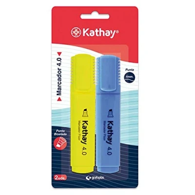 Afbeelding van Kathay Markeerstift 86211998, 2 stuks, geel en blauw, afgeschuinde punt 4 mm