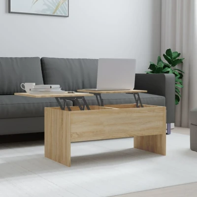 Afbeelding van Salontafel 102x50,5x46,5 cm bewerkt hout sonoma eikenkleurig