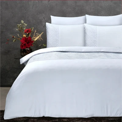 Afbeelding van Dekbedovertrek Velvet Crossline 2 persoons (200x220 cm) Microvezel Effen Wit Sleeptime Ga naar Dekbed Discounter.nl &amp; Profiteer Nu