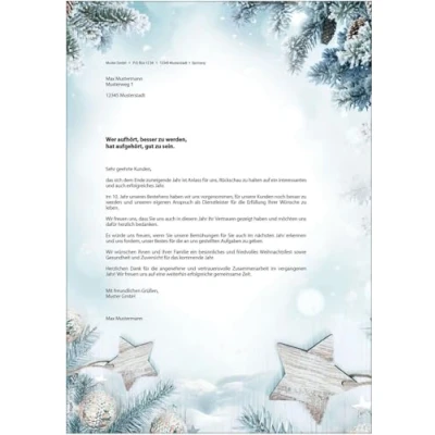 Afbeelding van SIGEL Dp312 Kerstbriefpapier, takken en sterren, 21 x 29,7 cm, 90 g/m², wit groenblauw, 25 vellen