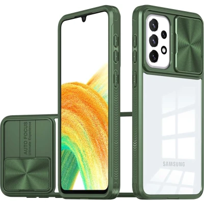 Afbeelding van iMoshion Hoesje Geschikt voor Samsung Galaxy A23 (5G) Camslider Backcover Donkergroen
