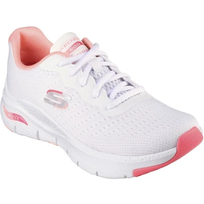 Afbeelding van Skechers Voetboogsnit, damessneakers, Roze rand van wit mesh