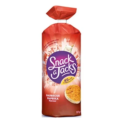 Afbeelding van BBQ Rijstpasta Snack a Jacks Rijsttaart Paprika Totaal gewicht 127 g