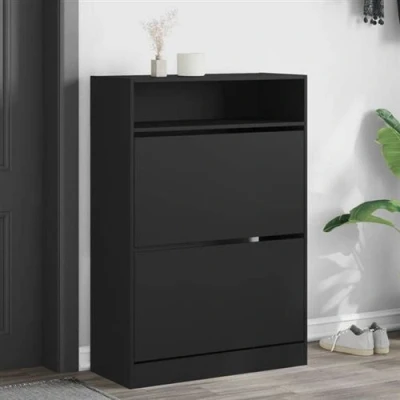 Afbeelding van vidaXL Schoenenkast met 2 klaplades 80x34x116 cm zwart