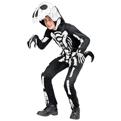 Afbeelding van Widmann Dinosaurus Kostuum Uitgestorven T Rex Skelet Kind Zwart / Wit Maat 122 Halloween Verkleedkleding