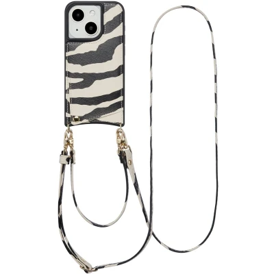 Afbeelding van Selencia Nova Telefoonhoes met Koord en Pashouder voor de iPhone 15 Zazzy Zebra