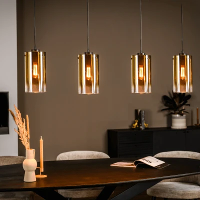 Afbeelding van Jalama hanglamp glas goud 4L 120 cm