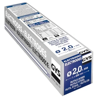 Afbeelding van GYS Rutiel stalen elektroden Ø 2.0 E6013 355 stuks VERBRUIKBAAR MMA lassen Alle posities Elektrode Aanzuigkracht van 40V