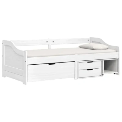 Afbeelding van vidaXL Slaapbank met 3 lades IRUN 90x200 cm massief grenenhout wit