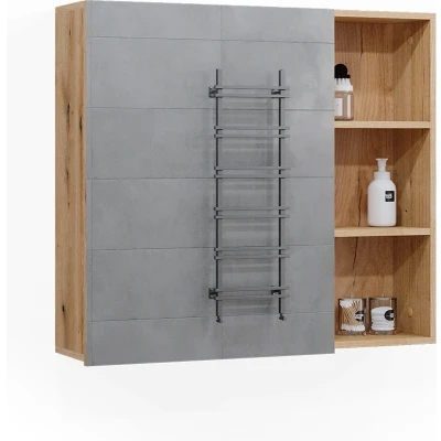 Afbeelding van Vicco Badkamerspiegelkast Rudi, Bruin/Bruin, 90 x 80.9 cm met deur en open vakken
