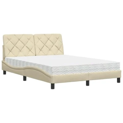 Afbeelding van vidaXL Bed met matras stof crèmekleurig 140x190 cm