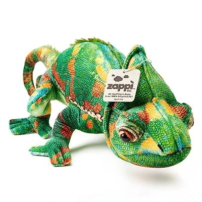 Afbeelding van Zappi Co Knuffelig zacht pluche dier voor kinderen, perfecte zachte speelmetgezel kinderen in bedrukte stijl (55 cm lang) (groene kameleon)