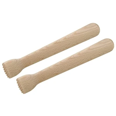 Afbeelding van FMprofessional 2 stuks houten cocktailstampers voor citroen, caïpirinha, kleur: lichtbruin