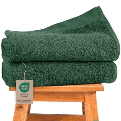 Afbeelding van Hausfelder Douchehanddoeken 70 x 140 cm, premium badhanddoek 500 g/m², 100% katoen, Ökotex gecertificeerd (70 donkergroen)