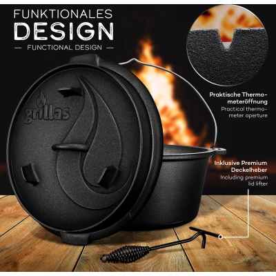 Afbeelding van Grillas Dutch Oven, 7.3L, BBQ pan, gietijzer