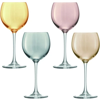 Afbeelding van L.S.A. Polka Wijnglas 400 ml Set van 4 Stuks Assorti Multi Color / Glass