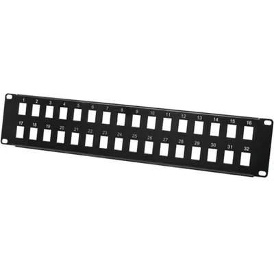 Afbeelding van Tecline Moduledrager voor 32 Keystone aansluitbussen, 48,30cm (19&quot;), Zwart het opzetten van een, Accessoires serverkasten,