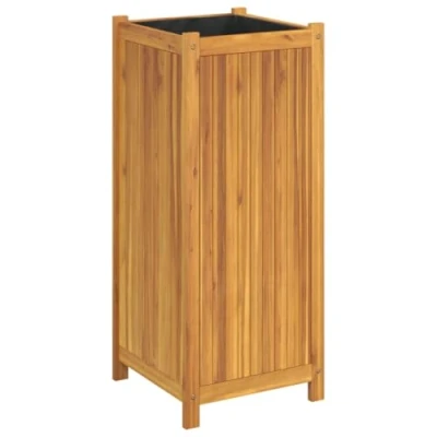 Afbeelding van Plantenbak met voering 42x42x100 cm massief acaciahout