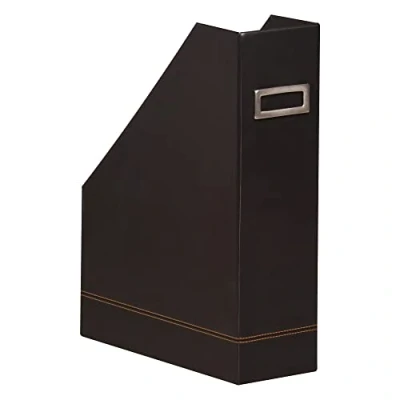Afbeelding van RHODIA 118836C tijdschriftenstandaard, zwart, 10 x 25 31 cm, oranje buitenkant van kunstleer collectie Home Office Rhodiarama organisatie voor kantoor en opslag design